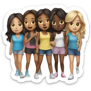 group of 5 girls sticker