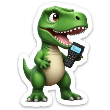 Cute baby T-Rex with a walkie talkie  sticker