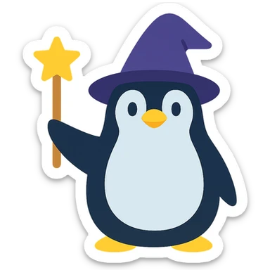 wizard penguin sticker