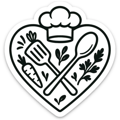 heart with a culinary chef theme sticker