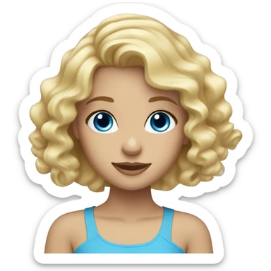 Blonde girl with wavy hair and blue eyes sticker