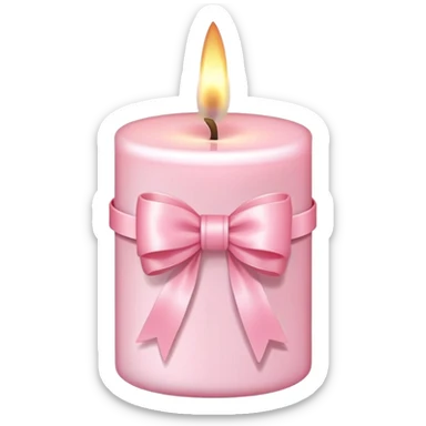 pastel pink candle, with pink bow sticker