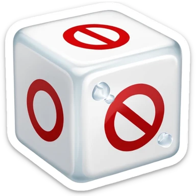 A sugar cube with a red prohibition sign over it, indicating sugar-free sticker