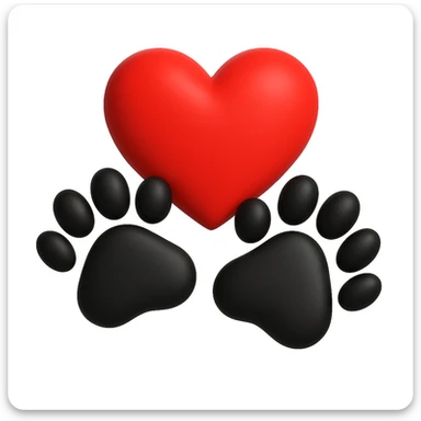 Make the puppy paws black, keep the heart and original style (original style was microsoft style 3d fluent emojis) sticker