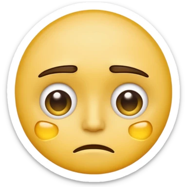 yellow face with dark circles under eyes, tired and weary look, emoji style sticker