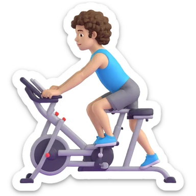 curly haired boy exercising at the gym sticker