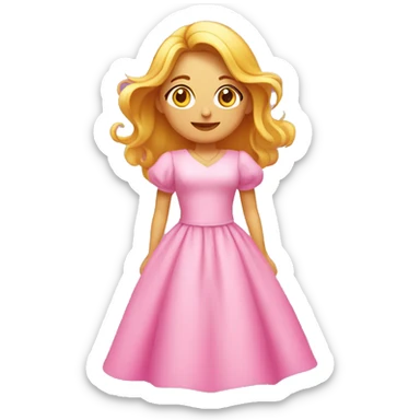 Mujer en la feria con un vestido rosa  sticker