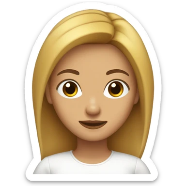 Mujer con pelo castaño ojos de color miel y cabello liso blanca  sticker