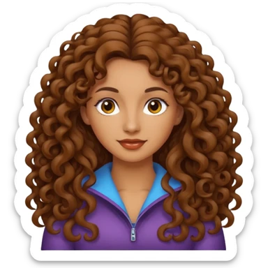 Mujer piel canela y pelo rizado largo  sticker