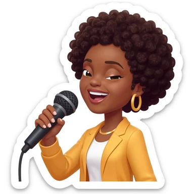 Gonemili Grace chante avec un micro en main sticker