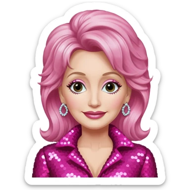 Dolly Parton with dark pink sequin outfit sticker