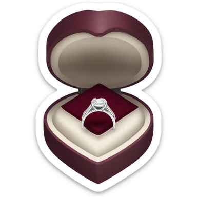 Burgundy engagement ring box with a silver ring sticker
