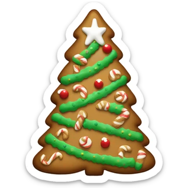 A gingerbread decorating a Christmas tree sticker