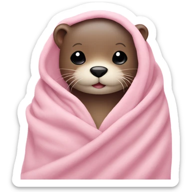 Cozy otter in baby pink blanket  sticker
