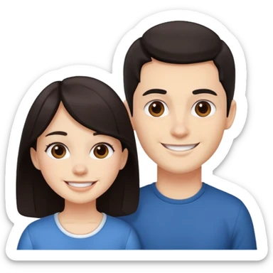 Brother ans sister, white skin, dark hair sticker