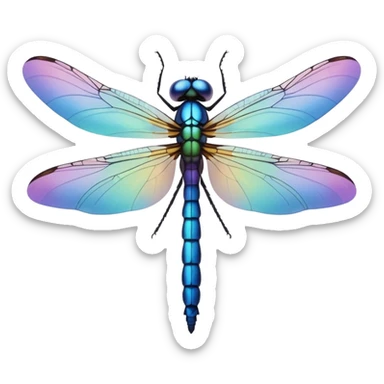 Peaceful Dragonfly change color  keep  black background  sticker