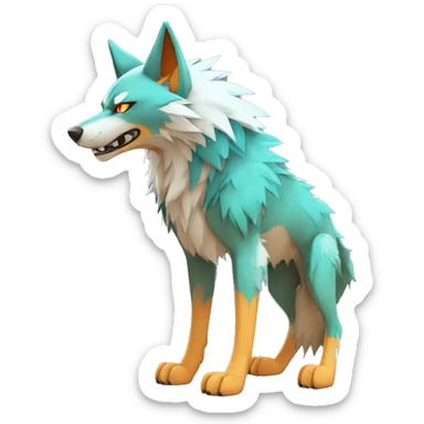 Cool Edgy Colorful Digimon-Fakemon-Wolf with edgy markings full body sticker