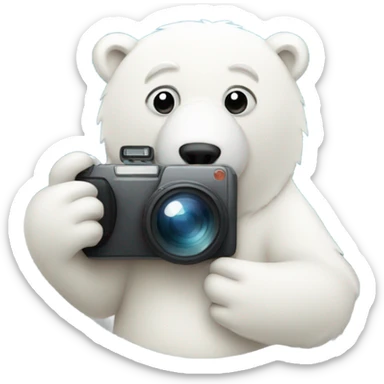 Polar bear with a camera and long lense sticker