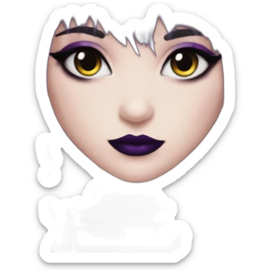 Elissabat -with bangs -long-hair-dark-plumpurple-and-black-vampire-goth-makeup-pinkeyes-romanticgothcloses- sticker