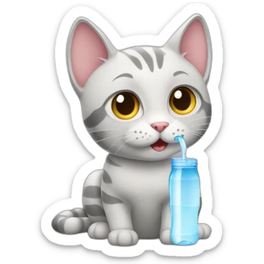 cat drink water sticker