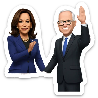 Kamala Harris and Tim Walz being sworn in at their inaugural sticker