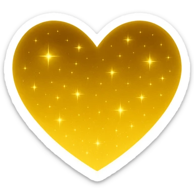 Modify the heart with a night sky gradient to a yellow night theme with a yellow gradient, more stars, and a soft glow. Remove the background entirely  sticker