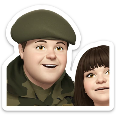military friends sharing a smile sticker