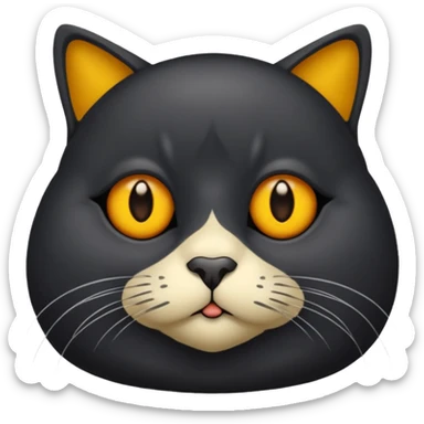 Un gato negro gordito con los ojos de color amarillos sentado sticker