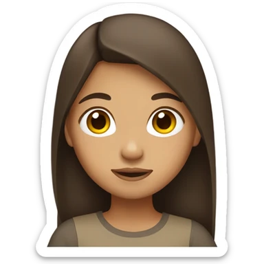 Filipino girl straight long brown hair.  sticker