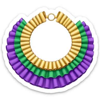 Mardi Gras collar with purple, green, and gold ruffles sticker