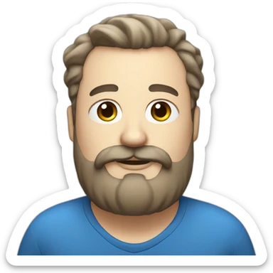  plump white Man with a beard, blue eyes, and a mustache sticker