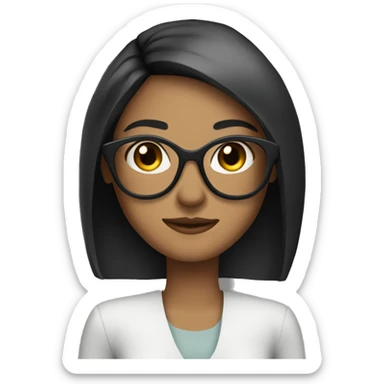 fare skin girl with black long straight hair wearing thin glasses sticker