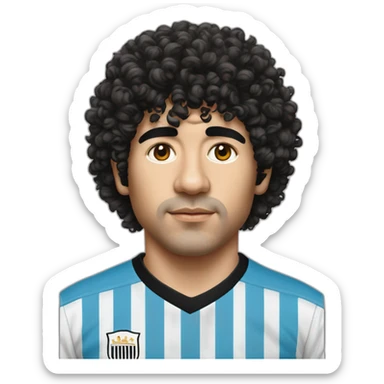 Curly hair Maradona 86 argentina stripes tshirt sticker