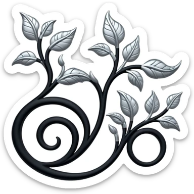 Black and silver filigree vine design, 3D, extremely detailed design sticker