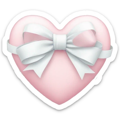 Pastel pink heart with white bow sticker
