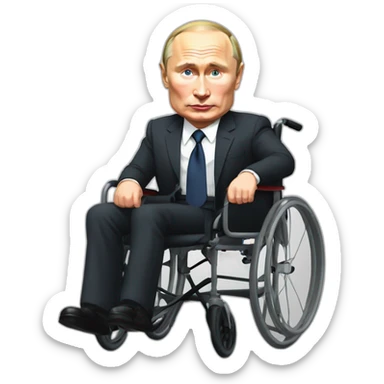 vladimir putin holding meatcube small jumping wheelchair blod sticker