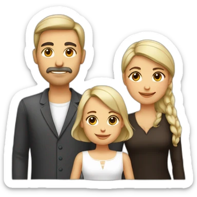 Familia hombre blanco mujer morena bebé y niña sticker