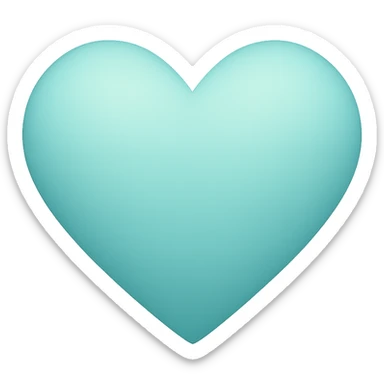 heart with a soft teal gradient, clean digital illustration sticker