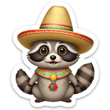 Raccoon celebrating cinco de mayo sticker