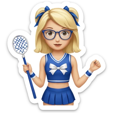  Sexy Dominatrix blonde hair and glasses full body with whip in a cheerleaders outfit  sticker