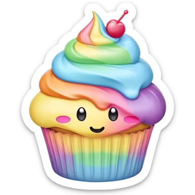 melted pastel  rainbow kawaii cupcake sticker