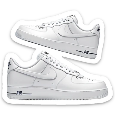 Pristine white Nike Air Force 1 with visible Nike swoosh logo sticker