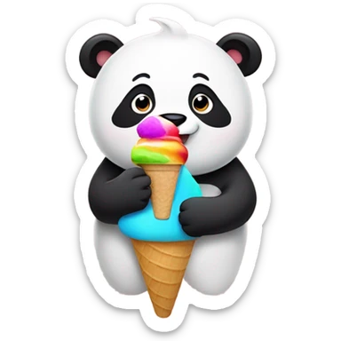 Panda eating ice cream sticker