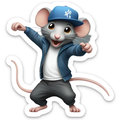 Rat dancing hip hop sticker