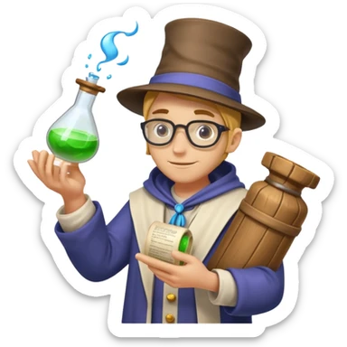 alchemist character holding upgraded formula scroll sticker