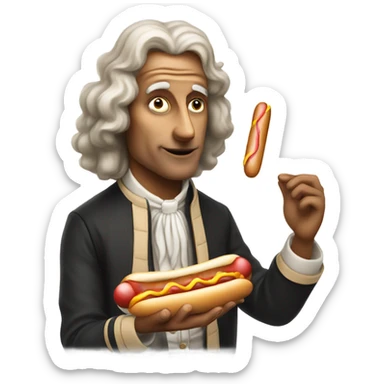 Isaac newton eating a hot dog sticker