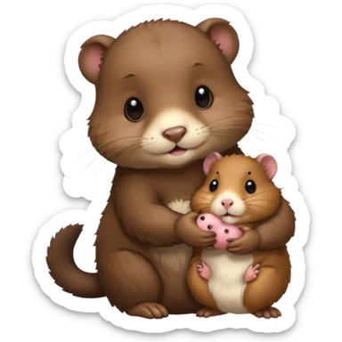 Otter holding a hamster sticker