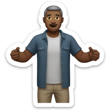 man holding his arms out  sticker