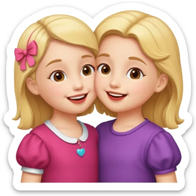 two little gals kissing sticker