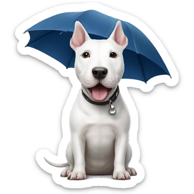 White Bull terrier with umbrella  sticker